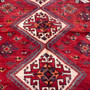 Shiraz Persian Rug 7x5 ft - Semi Antique Medallion (Toranj), Geometric Madder Red, Ivory, Navy Blue Hand Knotted | side view | SKU 112720