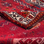 Shiraz Persian Rug 7x5 ft - Semi Antique Geometric Blue, Red Hand Knotted | corner detail | SKU 112720