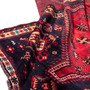 Shiraz Persian Rug 7x5 ft - Semi Antique Geometric Blue, Red Hand Knotted | detail view | SKU 112722