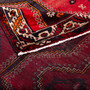Shiraz Persian Rug 7'10" x 5'2" - Semi Antique Geometric Blue, Red Hand Knotted | corner detail | SKU 112724
