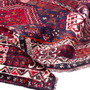 Shiraz Persian Rug 8x5 ft - Semi Antique Geometric Blue, Red Hand Knotted | detail view | SKU 112725