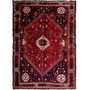 Shiraz Persian Rug 8'4" x 5'7" - Semi Antique Geometric Blue, Red Hand Knotted | front view | SKU 112725