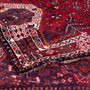 Shiraz Persian Rug 8'4" x 5'7" - Semi Antique Geometric Blue, Red Hand Knotted | corner detail | SKU 112725