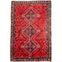 Shiraz Persian Rug 7'10" x 5'1" - Semi Antique Geometric Blue, Red Hand Knotted | front view | SKU 112727