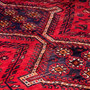 Shiraz Persian Rug 7x5 ft - Semi Antique Geometric Blue, Red Hand Knotted | pile detail | SKU 112727