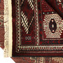 Turkmen Persian Rug 11x6 ft - Semi Antique Geometric Crimson, Navy Blue Hand Knotted | detail view | SKU 110126