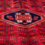 Shiraz Persian Rug 7x4 ft - Semi Antique Mihrab Prayer Geometric Madder Red, Navy Blue, Ivory Hand Knotted | side view | SKU 112730