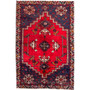 Shiraz Persian Rug 7'9" x 5'3" - Semi Antique Geometric Blue, Red Hand Knotted | front view | SKU 112731