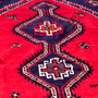 Shiraz Persian Rug 8x5 ft - Semi Antique Medallion (Toranj), Geometric Red, Navy Blue, Cream Hand Knotted | side view | SKU 112732