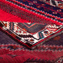 Shiraz Persian Rug 8'4" x 5'9" - Semi Antique Geometric Blue, Red Hand Knotted | corner detail | SKU 112732