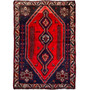Shiraz Persian Rug 8x5 ft - Semi Antique Medallion (Toranj), Geometric Red, Navy Blue, Cream Hand Knotted | front view | SKU 112732