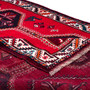 Shiraz Persian Rug 8x5 ft - Semi Antique Geometric, Gol Farang Red, Dark Red, Cream Hand Knotted | corner detail | SKU 112734