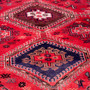 Shiraz Persian Rug 8x4 ft - Semi Antique Geometric Blue, Red Hand Knotted | side view | SKU 112736