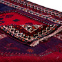 Shiraz Persian Rug 7'10" x 5'4" - Semi Antique Geometric Blue, Red Hand Knotted | corner detail | SKU 112737