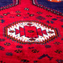 Shiraz Persian Rug 7'10" x 5'4" - Semi Antique Geometric Blue, Red Hand Knotted | side view | SKU 112737