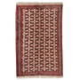 Turkmen Persian Rug 6'3" x 4'5" - Semi Antique Geometric Crimson, Navy Blue Hand Knotted | front view | SKU 110127