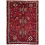 Shiraz Persian Rug 8'5" x 5'11" - Semi Antique Geometric Blue, Red Hand Knotted | front view | SKU 112738