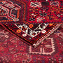 Shiraz Persian Rug 8x5 ft - Semi Antique Medallion Geometric Madder Red, Burgundy, Cream Hand Knotted | corner detail | SKU 112738