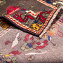 Shiraz Persian Rug 8'6" x 5'0" - Semi Antique Geometric Blue, Red Hand Knotted | corner detail | SKU 112739