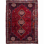 Shiraz Persian Rug 8'10" x 5'11" - Semi Antique Geometric Blue, Red Hand Knotted | front view | SKU 112740