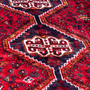 Shiraz Persian Rug 8'10" x 5'11" - Semi Antique Geometric Blue, Red Hand Knotted | side view | SKU 112740