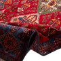 Qashqai Persian Rug 4'10" x 3'1" - Semi Antique Geometric Crimson, Blue Hand Knotted | detail view | SKU 112743