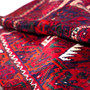 Shiraz Persian Rug 7'1" x 4'3" - Semi Antique Geometric Blue, Red Hand Knotted | detail view | SKU 112744