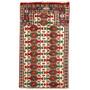 Turkmen Persian Rug 3'7" x 1'12" - Semi Antique Geometric Crimson, Navy Blue Hand Knotted | front view | SKU 110128