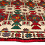 Turkmen Persian Rug 3'7" x 1'12" - Semi Antique Geometric Crimson, Navy Blue Hand Knotted | side view | SKU 110128