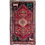 Shiraz Persian Rug 4'11" x 2'11" - Semi Antique Geometric Blue, Red Hand Knotted | front view | SKU 112749