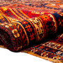 Shiraz Persian Rug 7'10" x 5'4" - Semi Antique Geometric Blue, Red Hand Knotted | detail view | SKU 112750