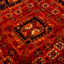 Shiraz Persian Rug 7'10" x 5'4" - Semi Antique Geometric Blue, Red Hand Knotted | side view | SKU 112750