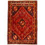 Shiraz Persian Rug 7'10" x 5'4" - Semi Antique Geometric Blue, Red Hand Knotted | front view | SKU 112750