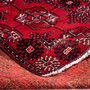 Baluch Persian Rug 6x3 ft - Semi Antique Mihrab Red, Blue Hand Knotted | corner detail | SKU 112751