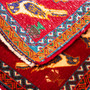 Shiraz Persian Rug 1x1 ft - Semi Antique Tree of Life, Geometric Red, Orange, Cream Hand Knotted | corner detail | SKU 112754