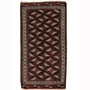 Turkmen Persian Rug 9x4 ft - Semi Antique Vaghireh Banded Geometric Dark Red Cream Black Hand Knotted | front view | SKU 110129