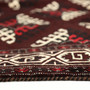Turkmen Persian Rug 9'2" x 4'11" - Semi Antique Geometric Crimson, Navy Blue Hand Knotted | side view | SKU 110129