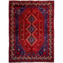 Shiraz Persian Rug 9'6" x 6'10" - Semi Antique Geometric Blue, Red Hand Knotted | front view | SKU 112759