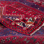 Shiraz Persian Rug 9x6 ft - Semi Antique Geometric Blue, Red Hand Knotted | corner detail | SKU 112759
