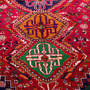 Shiraz Persian Rug 8'8" x 5'7" - Semi Antique Geometric Blue, Red Hand Knotted | side view | SKU 112760