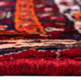 Shiraz Persian Rug 8x5 ft - Semi Antique Medallion Geometric Madder Red, Navy Blue, Ivory Hand Knotted | back view | SKU 112760
