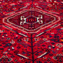 Shiraz Persian Rug 8'8" x 5'9" - Semi Antique Geometric Blue, Red Hand Knotted | side view | SKU 112761