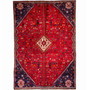 Shiraz Persian Rug 9'2" x 6'0" - Semi Antique Geometric Blue, Red Hand Knotted | front view | SKU 112762