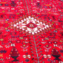 Shiraz Persian Rug 9'2" x 6'0" - Semi Antique Geometric Blue, Red Hand Knotted | side view | SKU 112762