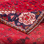 Shiraz Persian Rug 9'2" x 6'0" - Semi Antique Geometric Blue, Red Hand Knotted | corner detail | SKU 112762
