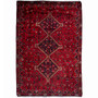 Shiraz Persian Rug 8x5 ft - Semi Antique Medallion (Toranj), Geometric Madder Red, Dark Red, Burgundy Hand Knotted | front view | SKU 112763