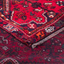 Shiraz Persian Rug 8x5 ft - Semi Antique Medallion (Toranj), Geometric Madder Red, Dark Red, Burgundy Hand Knotted | corner detail | SKU 112763