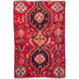 Shiraz Persian Rug 5'4" x 3'5" - Semi Antique Geometric Blue, Red Hand Knotted | front view | SKU 112764