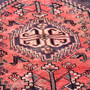 Shiraz Persian Rug 4'9" x 3'7" - Semi Antique Geometric Blue, Red Hand Knotted | side view | SKU 112765