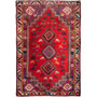 Shiraz Persian Rug 8x5 ft - Semi Antique Medallion (Toranj), Geometric Red, Burgundy, Cream Hand Knotted | front view | SKU 112766
